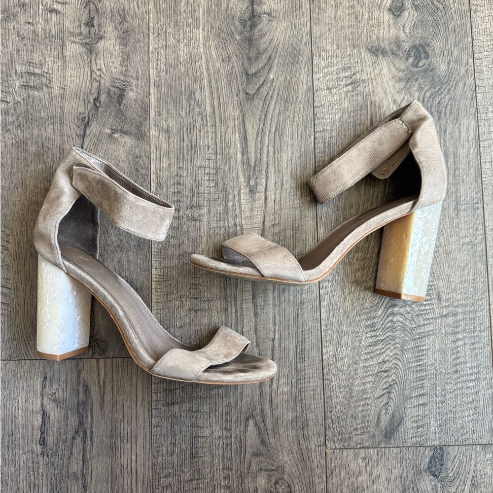 Jeffrey Campbell Lindsay Lucite-Heeled Sandals- Taupe- Size 7 - Picture 2 of 5